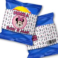 Printable print-bestand maak zelf je traktatie chips wikkel label etiket Minnie Mouse