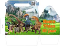 Traktatie zelf maken printable print-bestand uitdeelbox happy meal kids box Dino's