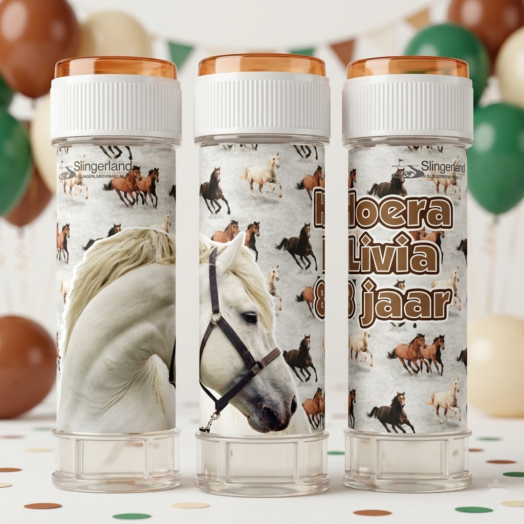 bellenblaas wikkel printable paarden d, gepersonaliseerd met naam en leeftijd