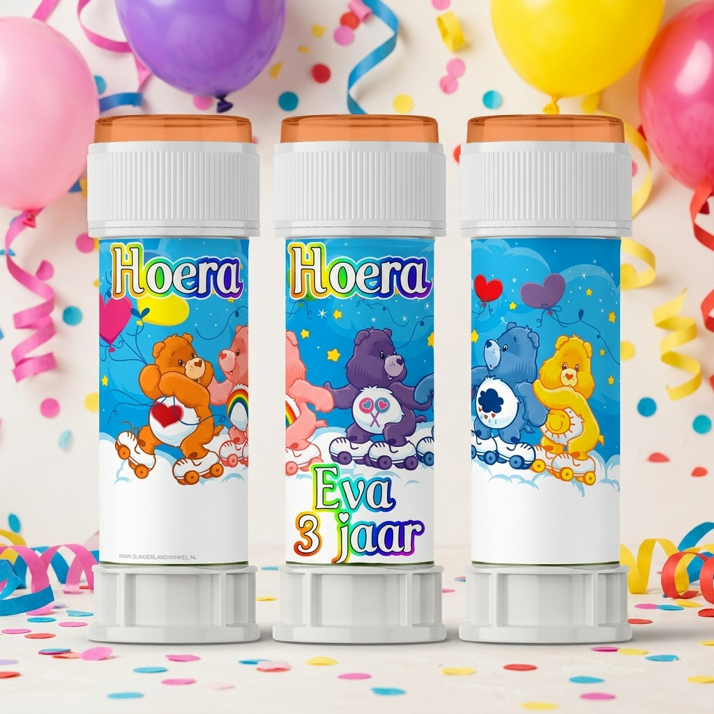 bellenblaas wikkel printable troetelbeertjes, gepersonaliseerd met naam en leeftijd