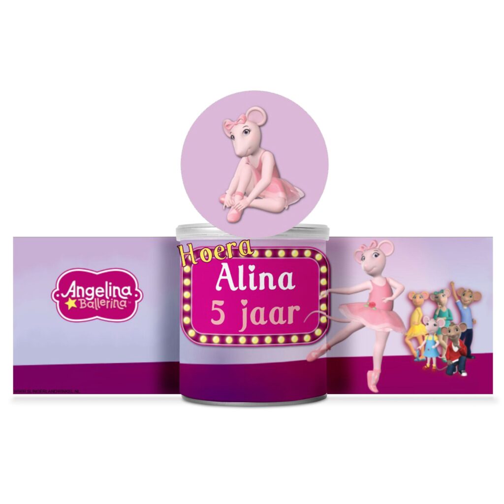 digitale printable traktatie Angelina ballerina Pringles wikkel