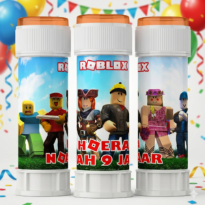 bellenblaas wikkel traktatie printable roblox b, gepersonaliseerd met naam en leeftijd