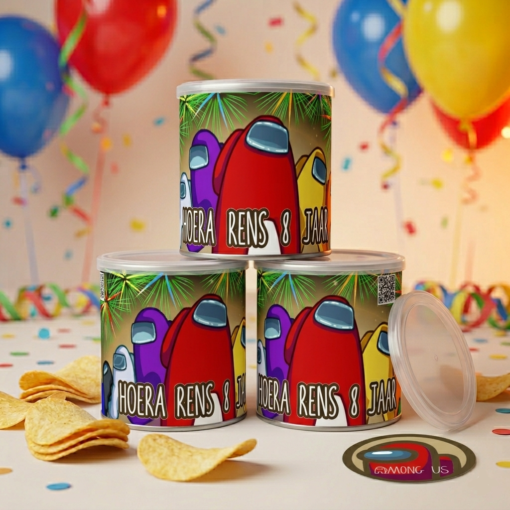 digitale printable traktatie Among Us B Pringles wikkel