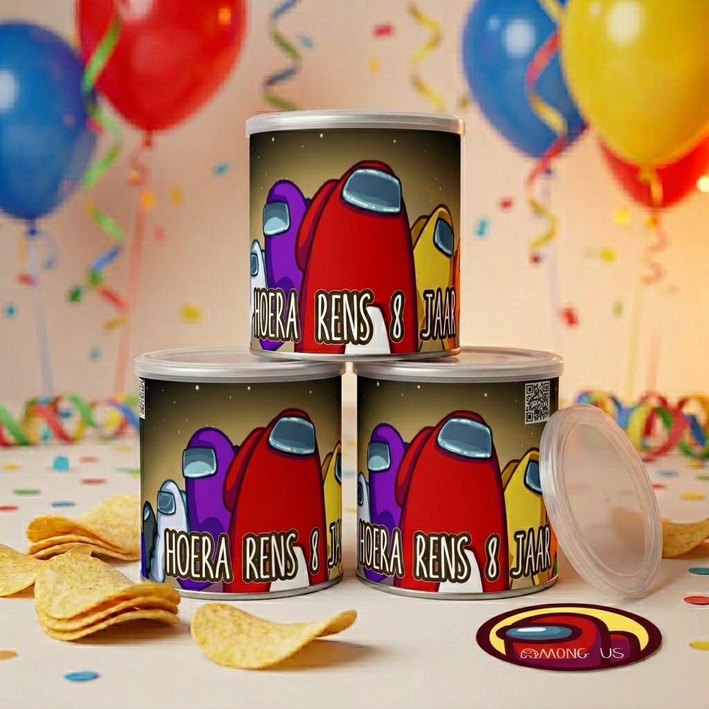 digitale printable traktatie Among Us Pringles wikkel