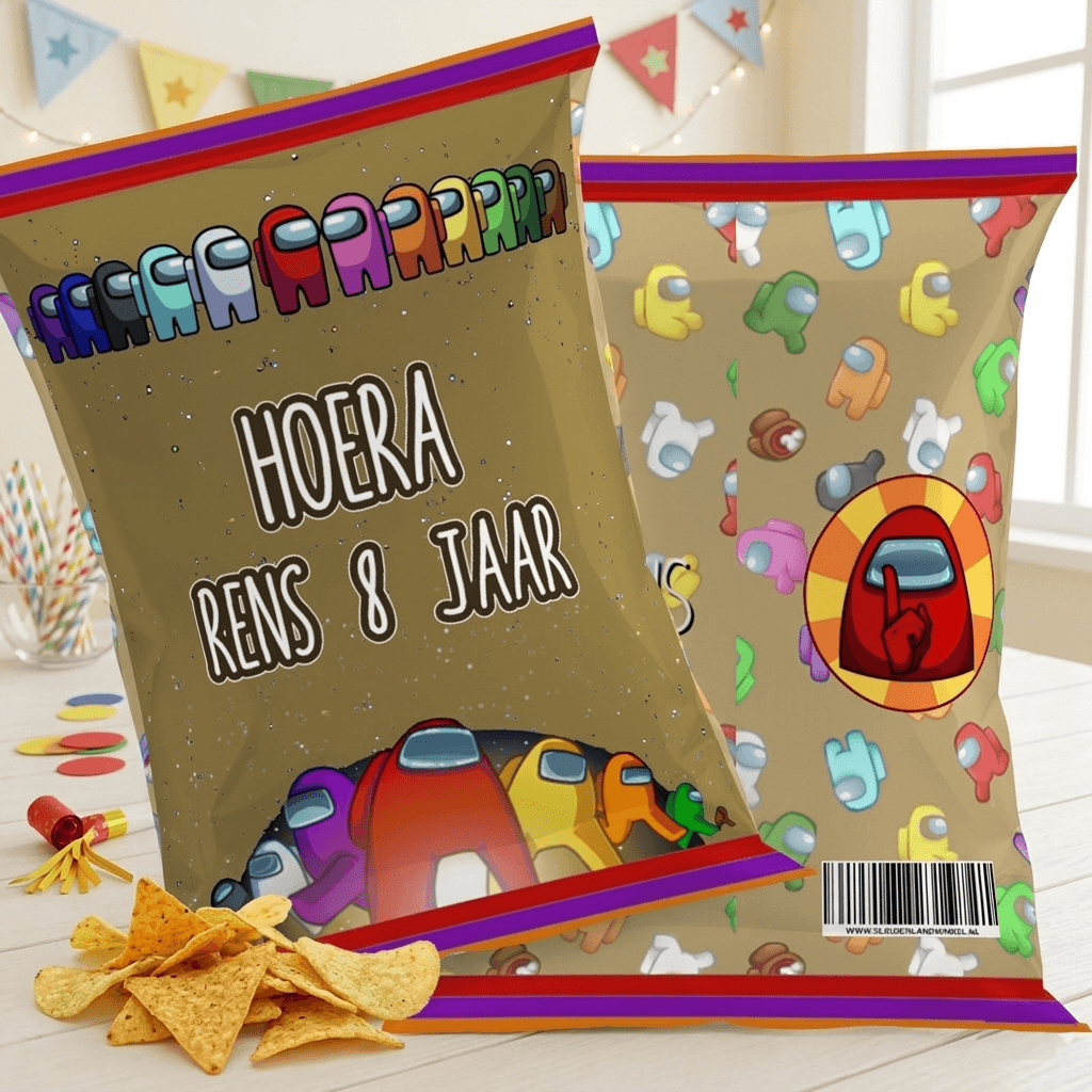 digitale printable traktatie Among Us chips zakje