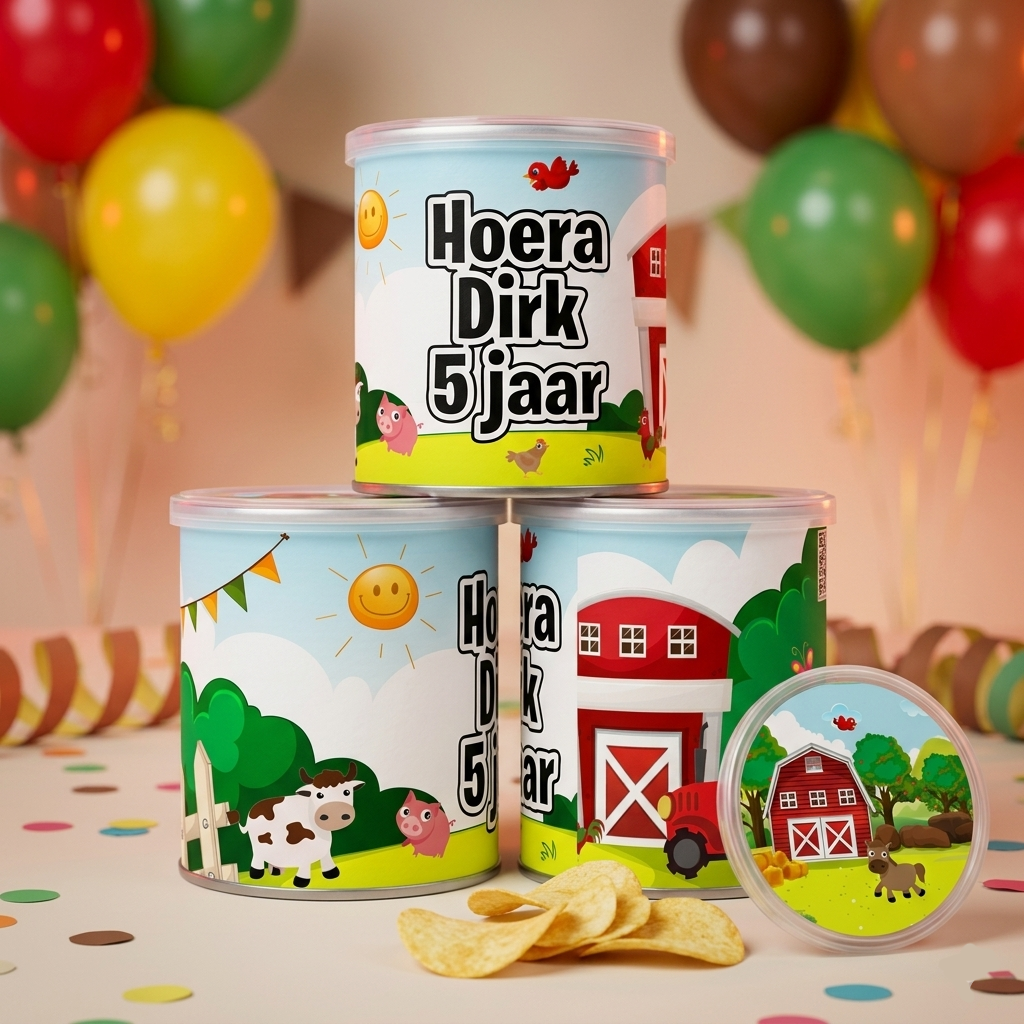 digitale printable traktatie Boerderij Pringles wikkel