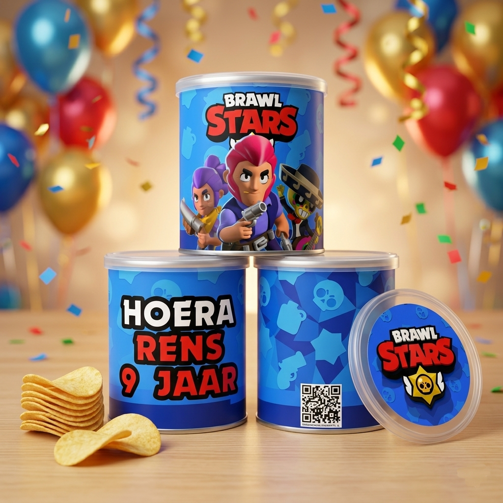 pringles wikkel printable traktatie Brawl Stars A, gepersonaliseerd met naam en leeftijd