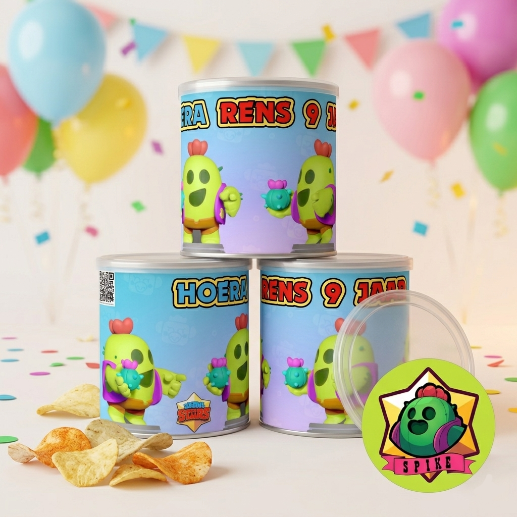 digitale printable traktatie Brawl Stars Spike Pringles wikkel