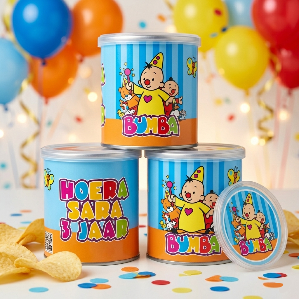 digitale printable traktatie Bumba Pringles wikkel