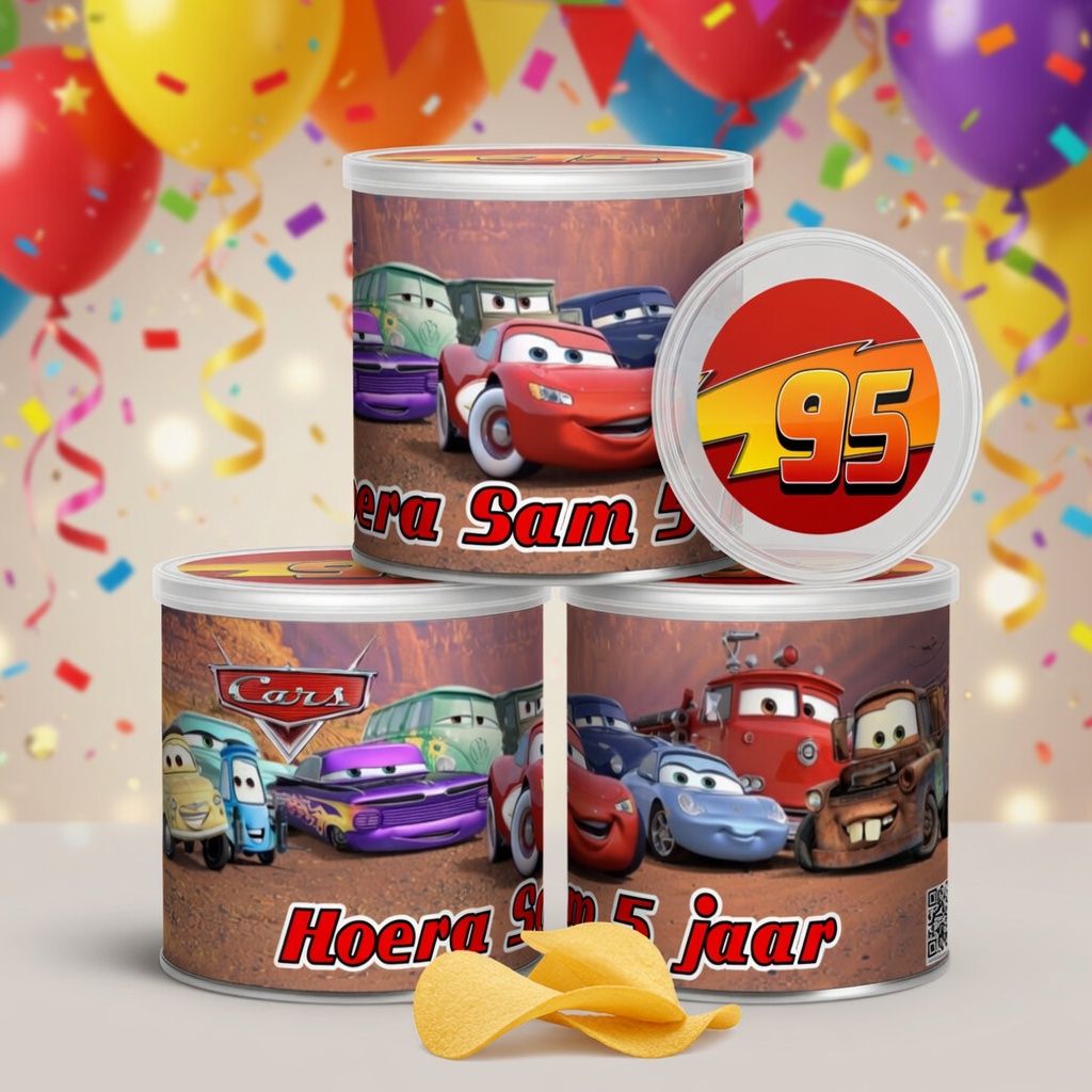 digitale printable traktatie Cars Pringles wikkel