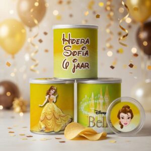 digitale printable traktatie Disney Belle en het beest Pringles wikkel