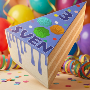 digitale printable traktatie Dripcake blauw taartpuntdoosje