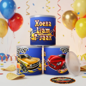 digitale printable traktatie Hot Wheels Pringles wikkel