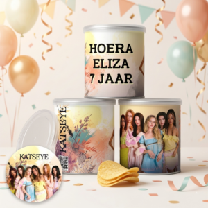 digitale printable traktatie Katseye Pringles wikkel