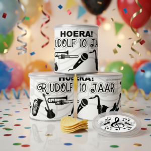 digitale printable traktatie muziek Pringles wikkel
