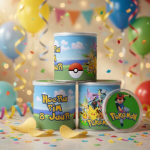 Pringles wikkel printable pokemon, gepersonaliseerd met naam en leeftijd
