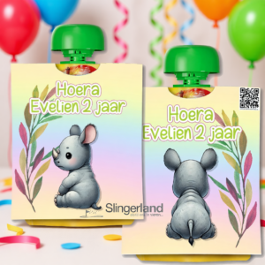 knijpfruit wikkel traktatie printable neushoorn, gepersonaliseerd met naam en leeftijd