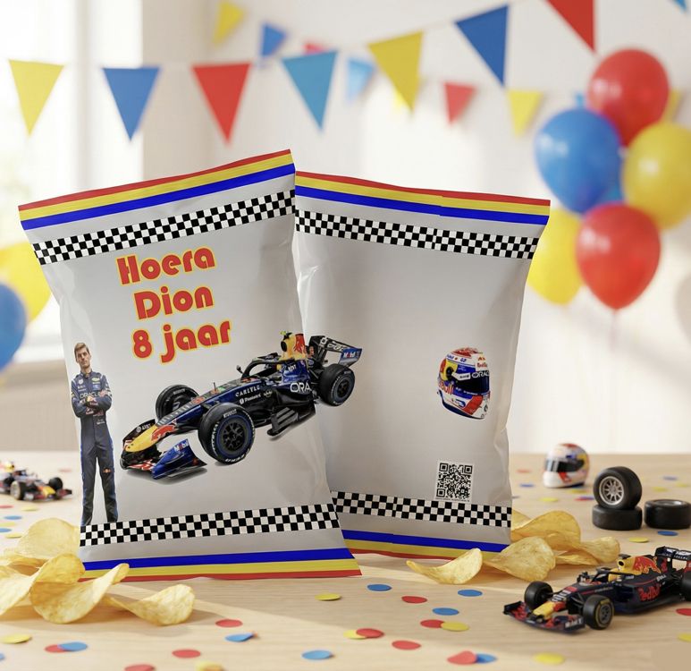 Digitale printable traktatie max verstappen chips zakje