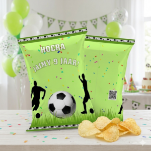 Digitale printable traktatie voetbal b chips zakje