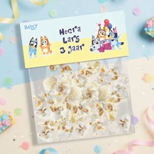 digitale printable traktatie bluey snoepzak label