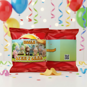 Chips wikkel traktatie printable labubu, gepersonaliseerd met naam en leeftijd