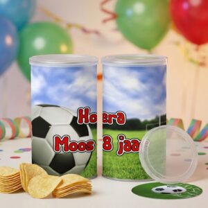 Pringles 70 gr wikkel traktatie printable voetbal a, gepersonaliseerd met naam en leeftijd