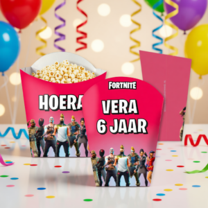 frietbakje traktatie printable fortnite, gepersonaliseerd met naam en leeftijd