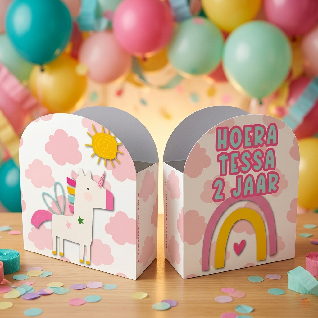 rozijntjes wikkel traktatie printable boho unicorn, gepersonaliseerd met naam en leeftijd