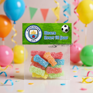 snoepzak label traktatie printable voetbalclub manchester city, gepersonaliseerd met naam en leeftijd