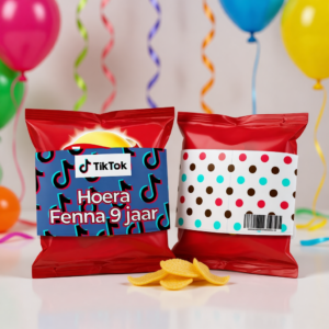 Chips wikkel traktatie printable tiktok, gepersonaliseerd met naam en leeftijd