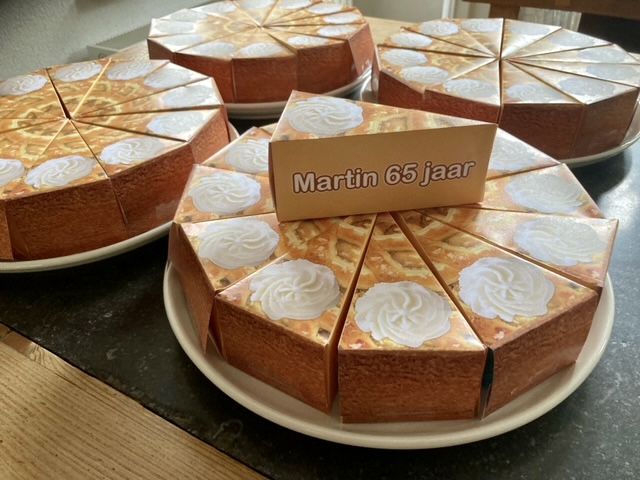 Taartpunt doosje appeltaart met slagroom printable traktatie zelf maken