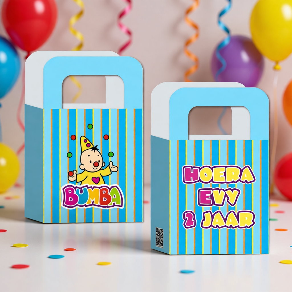 traktatie zakje printable bumba, gepersonaliseerd met naam en leeftijd