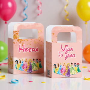 traktatie zakje printable disney prinsessen, gepersonaliseerd met naam en leeftijd