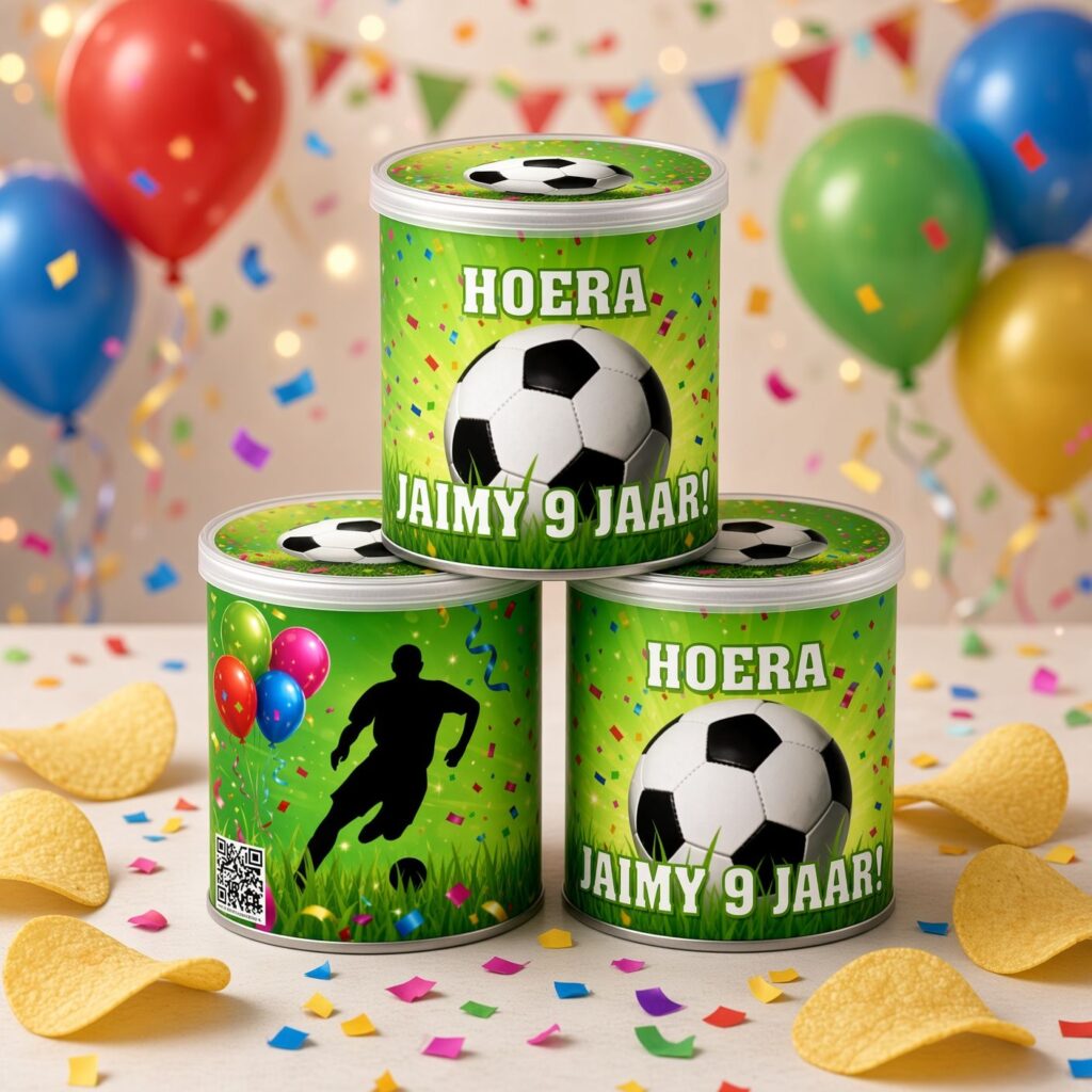 Pringles wikkel printable traktatie Voetbal B gepersonaliseerd met naam